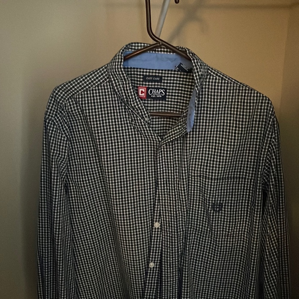2 XL Chaps Button Down shirts - 1 blue & green and 1 purple